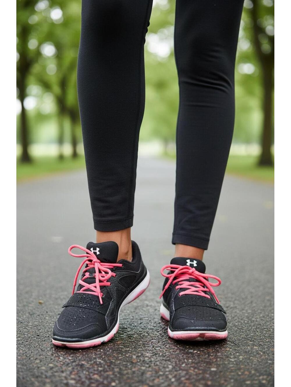Under Armour Women's Black Sport Shoes with Pink Laces
